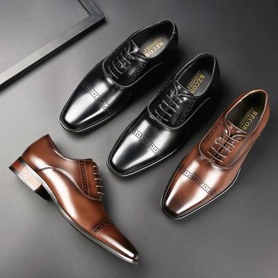 Kožené boty Pánské Pravá kůže Nový britský styl Vyřezávané Šněrovací Obchodní oblek Třídílné Pánské Jednoduché boty Mladí lidé