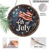 2D Flat, 1pc Round Aluminum Sign, 4th of July Vintage US Flag Design, Patriotic American Independence Day Metal Wall Art, Perfect for Home, Garage