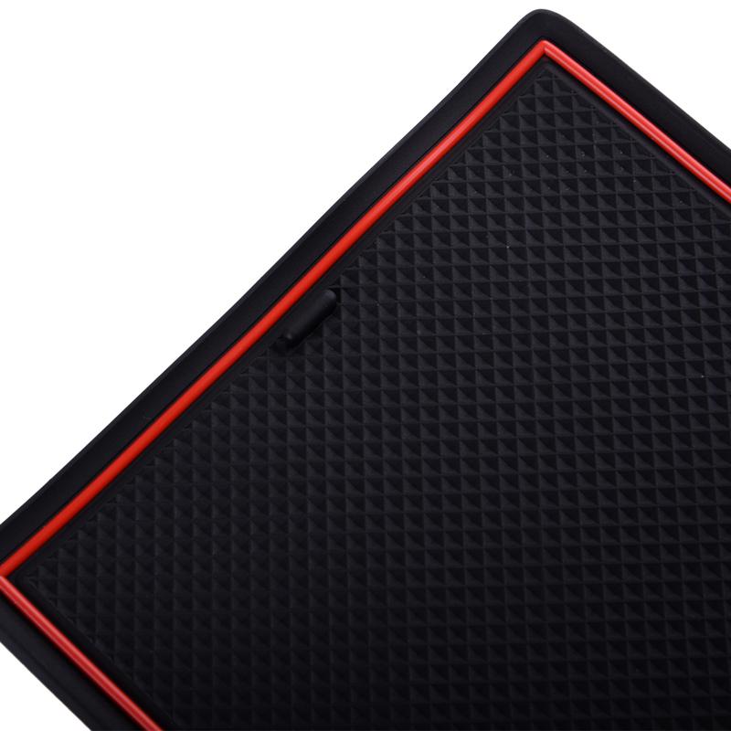 Anti-Slip Gate Slot Mat Cup Holder Pad Kit Fit For Toyota Crown  Black With Red Edge