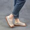 Johnature Hollow-out Breathable Flat Sandals Retro Genuine Leather Soft Soled Women's Slip-on Shoes