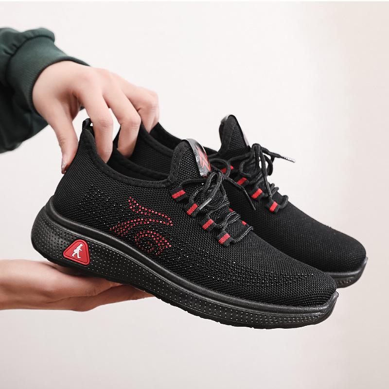 

Spring and summer new cloth shoes women s shoes fly-woven fabric breathable comfortable non-slip lace-up casual sports shoes 35