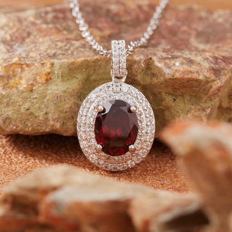 S925 Sterling Silver Colored Treasure Necklace Women'S Natural Topaz Citrine Amethyst Garnet Peridot Pendant