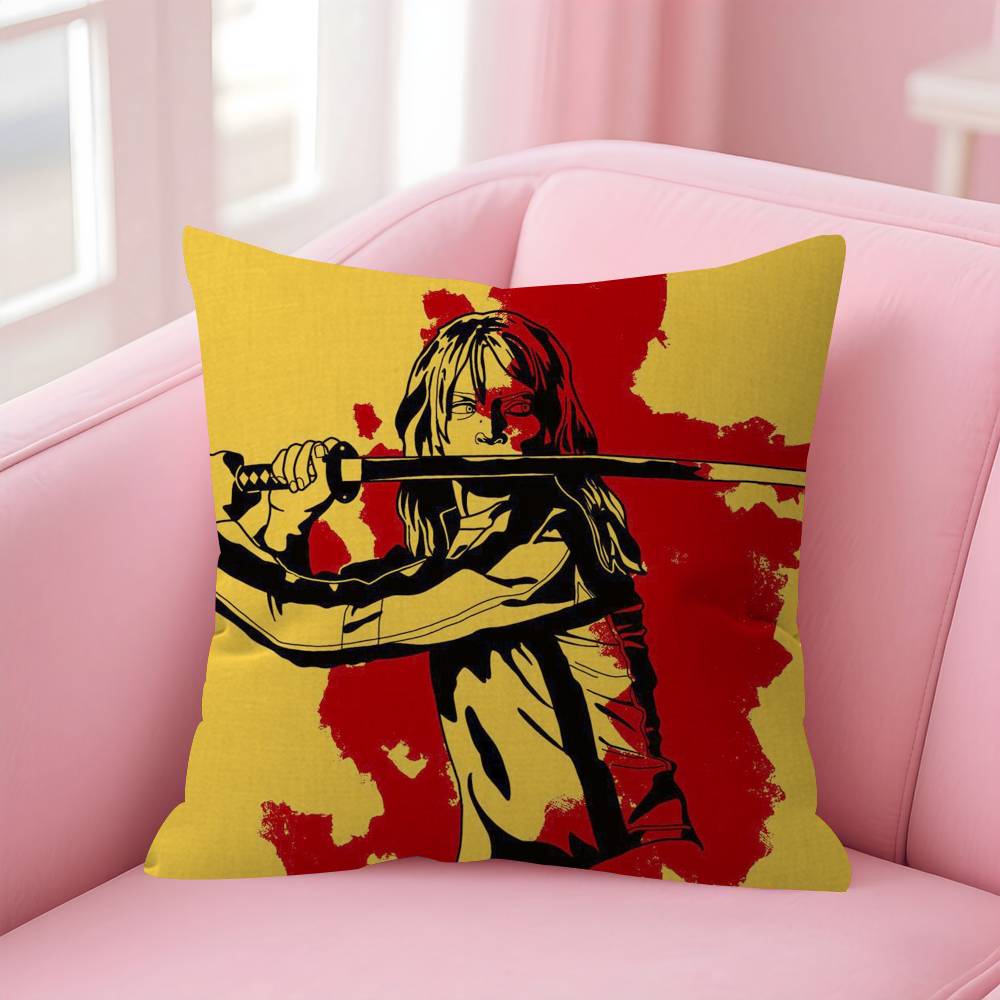 Classic Movie K-Kill Bill Double-Sided Printed Pillow Cover Short Plush Suitable Living Rooms Bedrooms Sofas Throw Cushion Cover