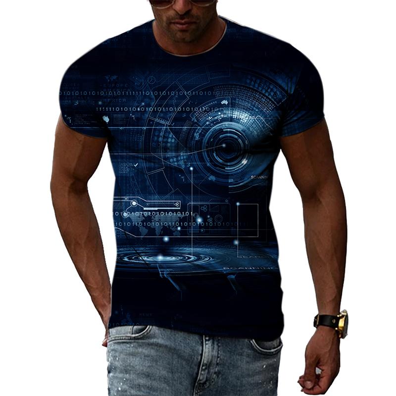 Letní móda Kreativní obrázek Pánské tričko Potištěné personalizované technologické prvky Vyrobeno v Číně Top s kulatým výstřihem a krátkým rukávem