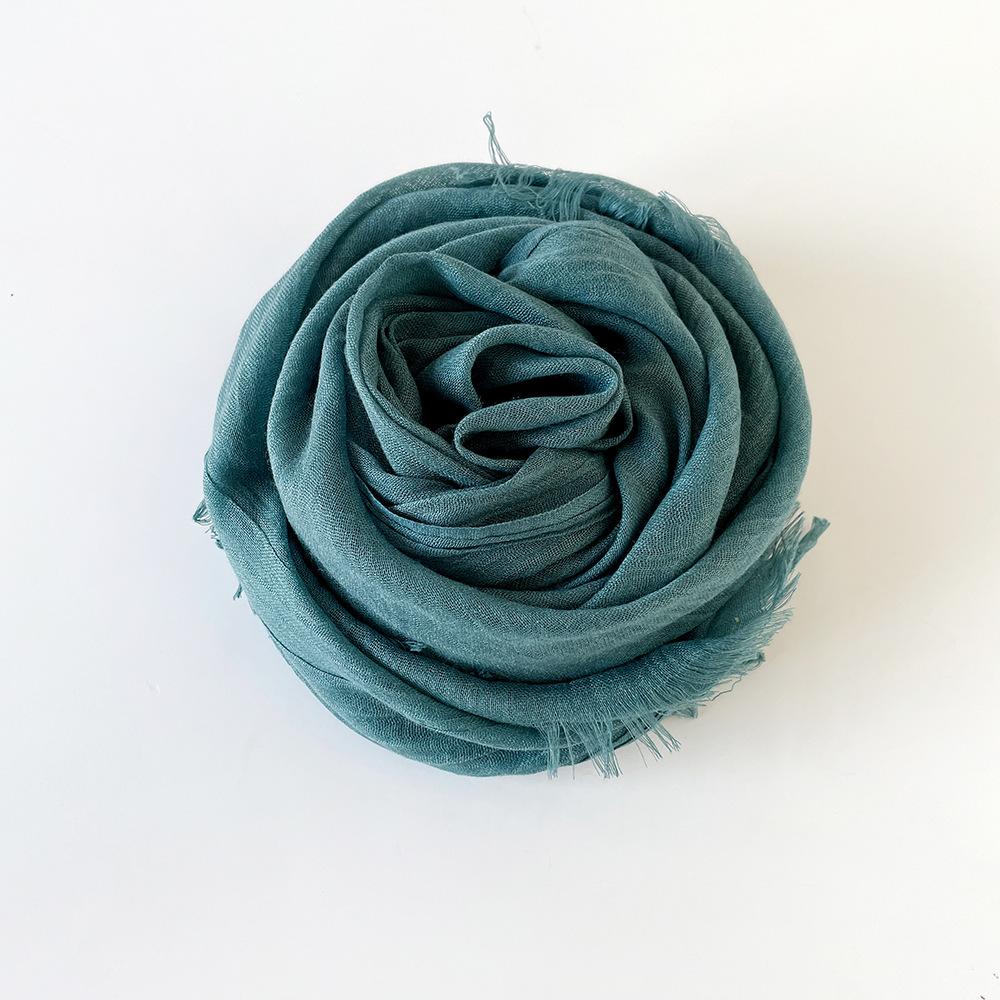 Solid Color Scarf Cotton and Linen Shawl Yarn Women's Summer Sunscreen Headscarf Retro Yarn Lengthened