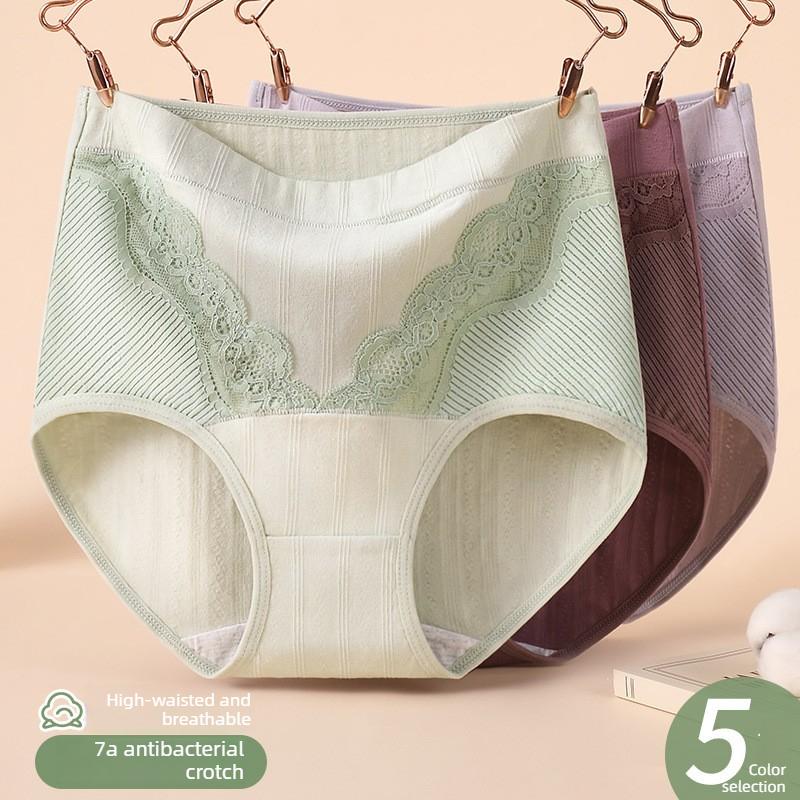 Plus Size Women Cotton Anti Bacterial Breathable Middle Aged Mother High Waist Briefs