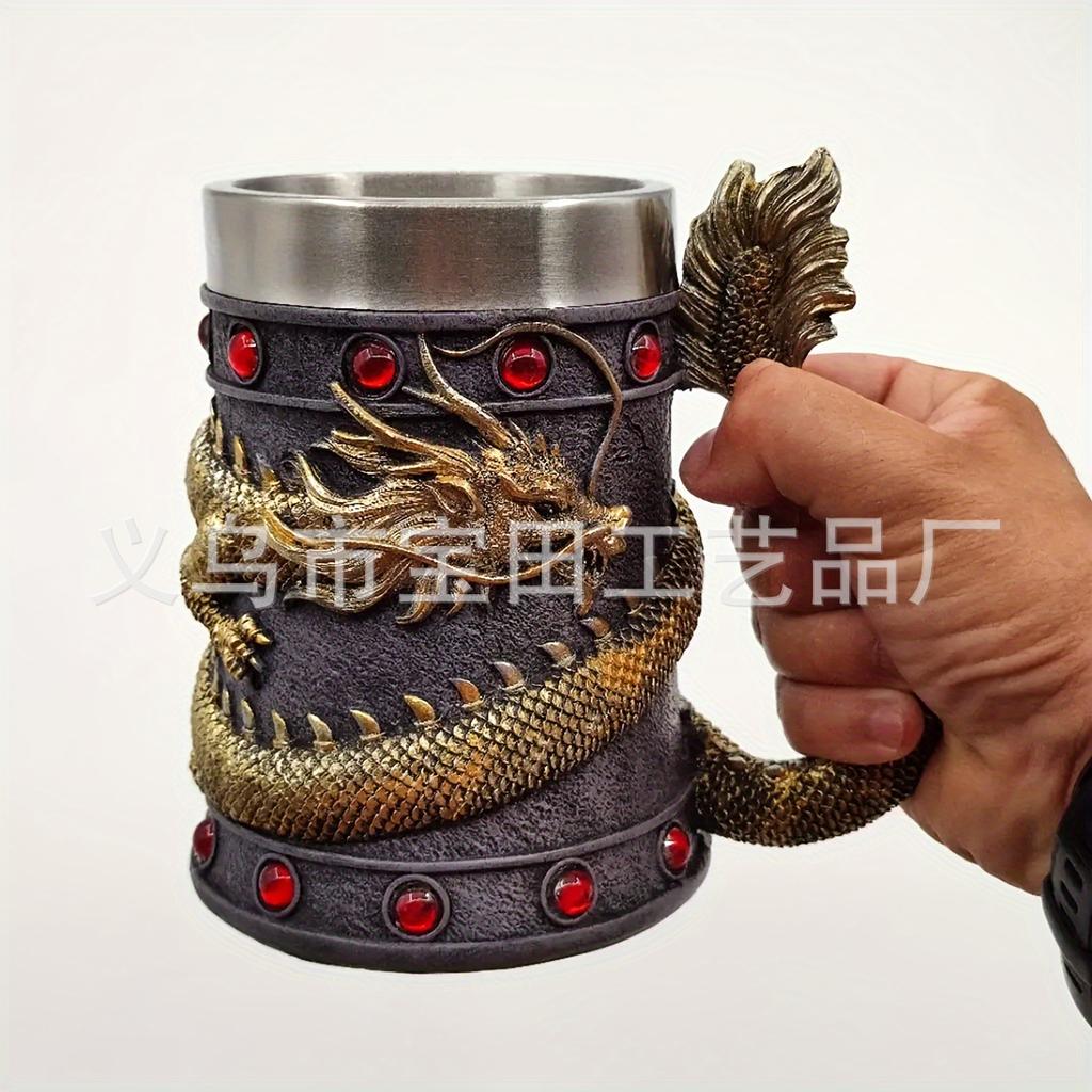 Dragon Series Beer Cup Goblet Creative Personality Mug Stainless Steel Liner Chinese Retro Cup
