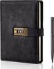 WEMATE A5 Lockable Journal with Pen and Gift Box, PU Leather Diary, 240 Pages, 15cm X 22cm, Black