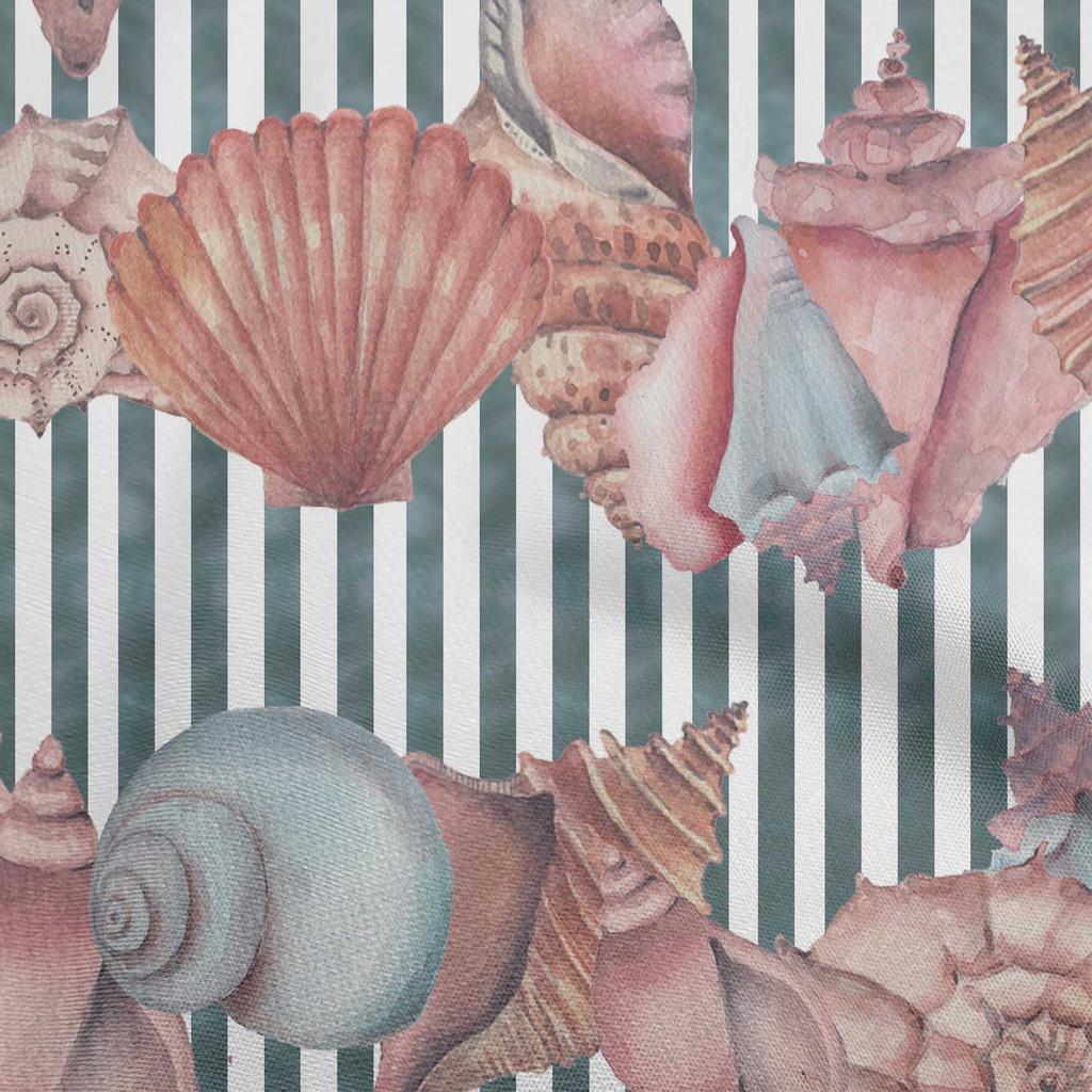 oneOone Cotton Flex Green Fabric Sea Shells Ocean Sewing Material Print Fabric By The Yard 40 Inch