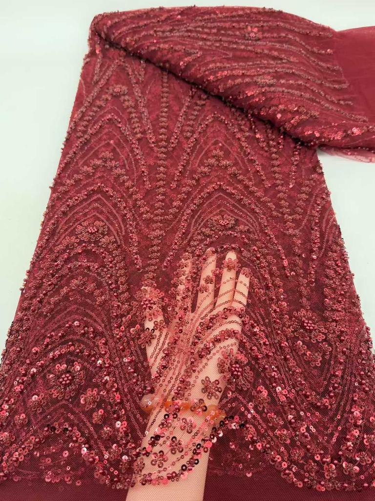 Afrykańska Tkanina Siatkowa z Płatkami 2026 Wysoka Jakość 5 Jardów Nigeryjska Francuska Koronka dla Pana Młodego Tkanina do Szycia Luksusowe Sukienki Weselne Imprezowe