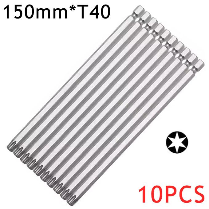 6/10Pcs 150mm Long Magnetic Torx Screwdriver Bits Set Electric Screwdriver Head T10,T15,T20,T25,T30,T35,T40