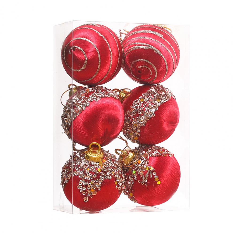 Unique Design Christmas Balls 2 Sizes 6cm 8cm Diameter Shatterproof Flocked Christmas Ornaments Balls Set for Xmas for Home