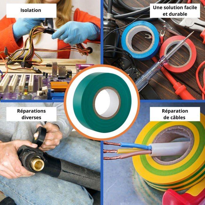 Ruban Adhésif Électrique - GOCABLETIES - GCTPVC2019GRE - PVC - 20 M X 19 Mm - Vert