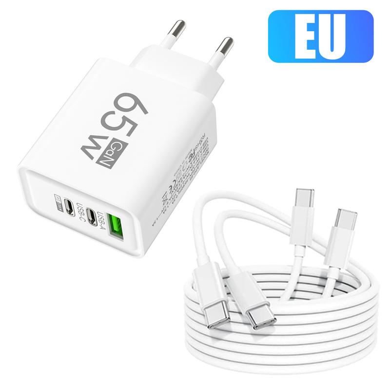 65W USB C Charger GaN Fast Charging Charger PD Quick Charge 3.0 Type C EU UK Plug Adapter for Samsung IPhone  Xiaomi Oppo