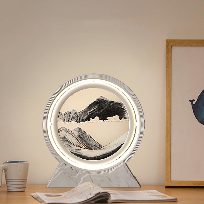 Sandscape Moving Sand Art Picture Quicksand Table Lamp Liquid Hourglass Dynamic Flowing Sand Painting Night Light Home Decor