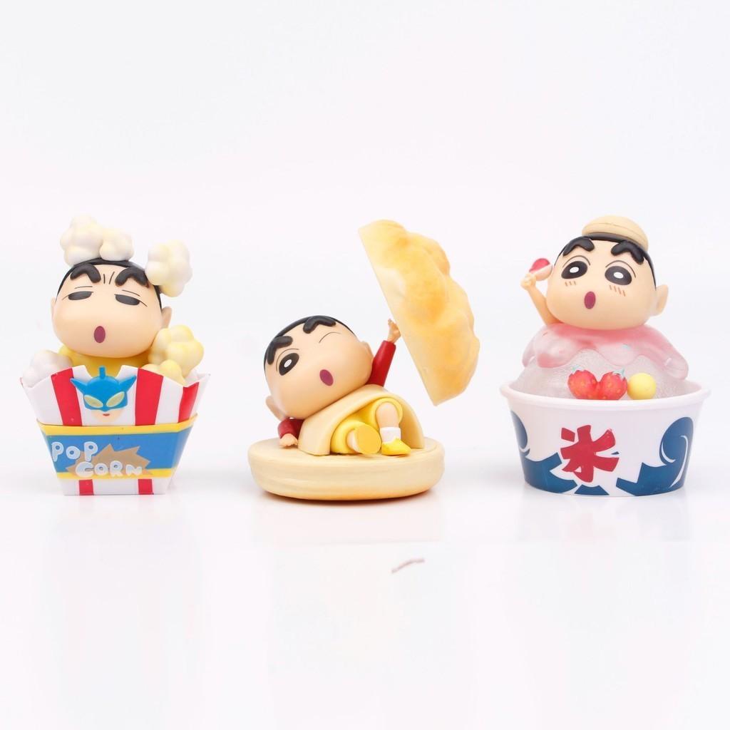 Crayon Shinchan Snack Time Series Dessert Ice Cream Pvc Model Figurine Cake Display Blind Box Toy