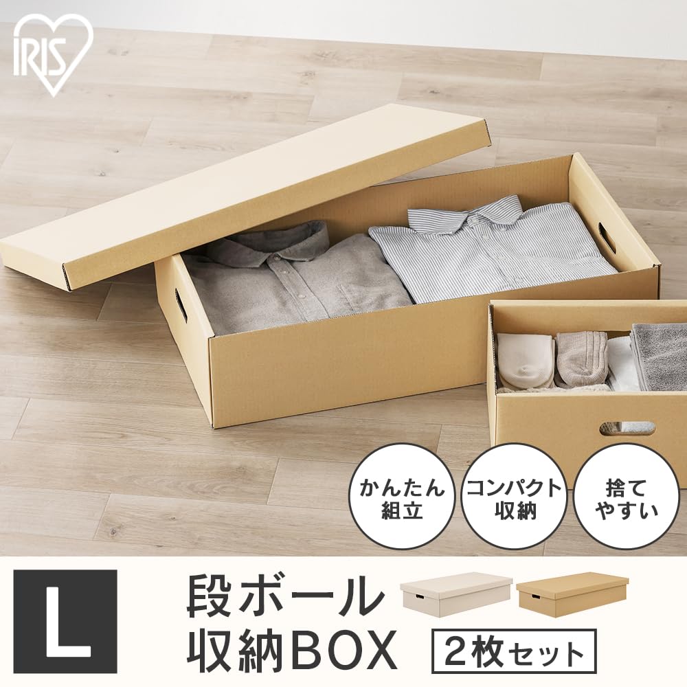 Iris Ohyama Cardboard Storage Case, Organizer, Small Item Storage Case, Paper Box, Craft, Cardboard, Set of 2, DB-700, White