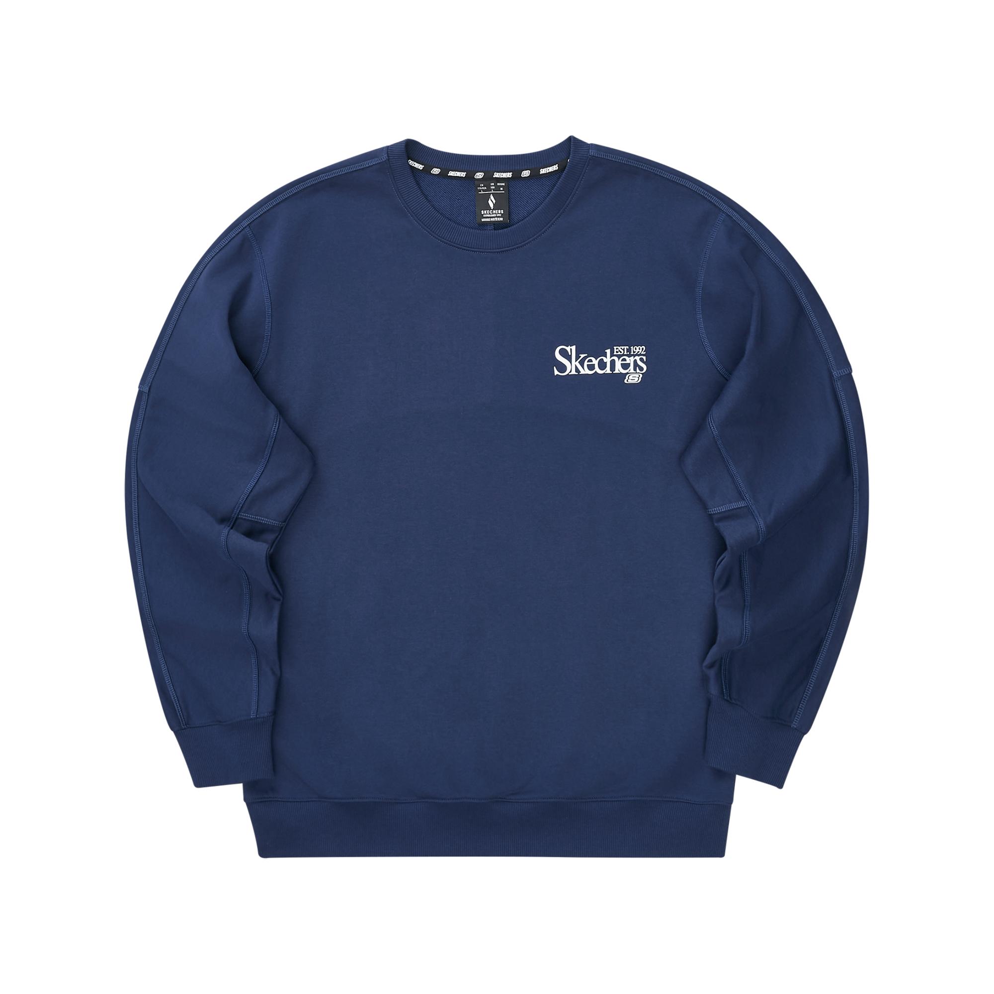 Skechers Round Neck Letter Print Long Sleeve Sweatshirt Unisex sweatshirt Blue L324U064-00DU XS