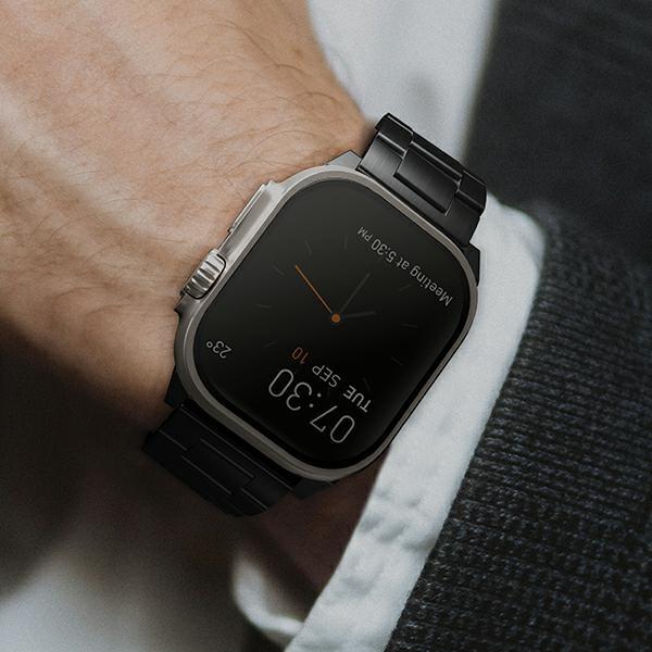 Uniq Osta Apple Watch Strap 42/44/45/    49Mm Series 1/2/3/4/5/6/7/8/9/10/Se/Se2/Ultra/Ultra 2 Stainless Steel Black/Midnight Black