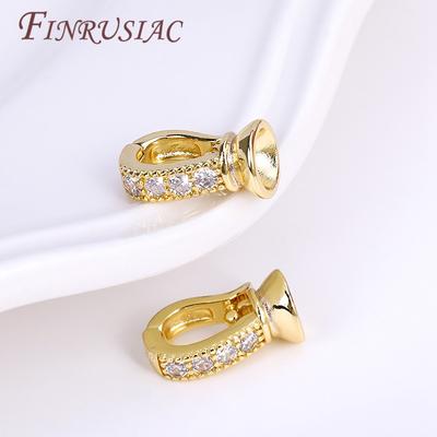 End Caps Fastener Clasp Handmade DIY Jewelry Making 18K Gold Plated Inlaid Zircon Fastener Connector Clasps For Necklace Making