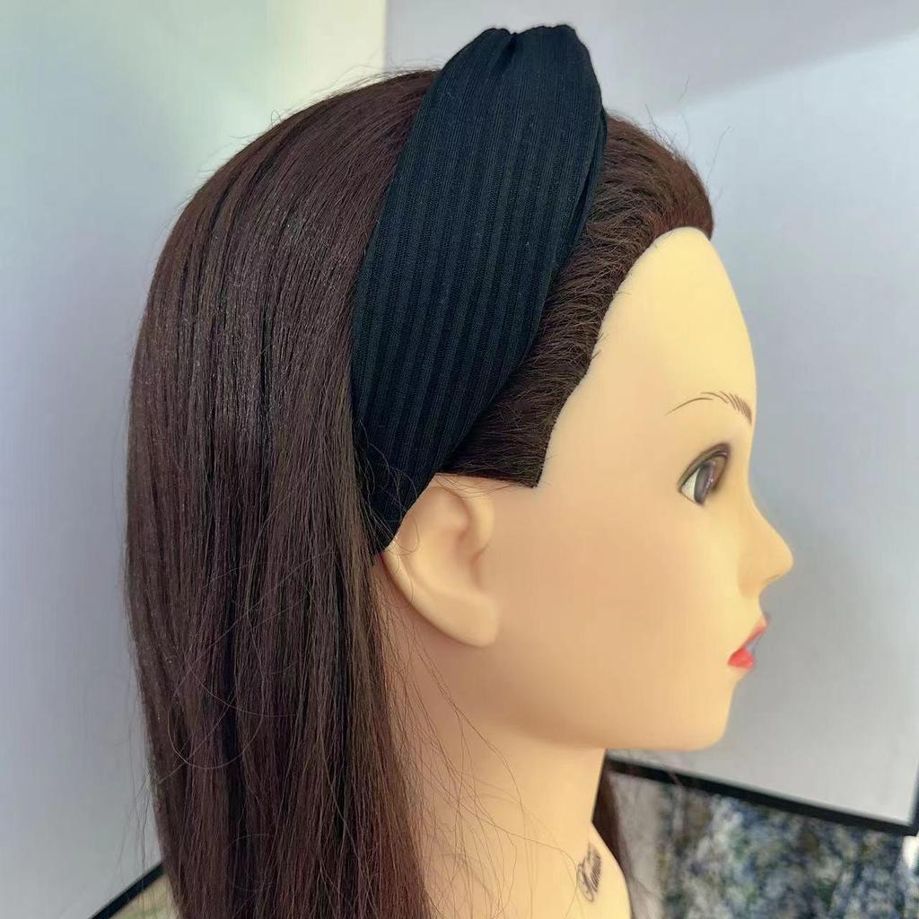 Strick-Stirnband im koreanischen Stil mit Überkreuz-Design für Damen - Elastischer Haarreif zum Gesichtwaschen, für Yoga und Sport.