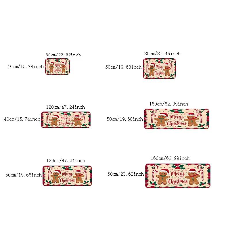 Cartoon Gingerbread Man Rug Soft and Slip-resistant Kitchen Floor Mat Entry Door Mat Merry Christmas Home Decoration