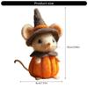 Festives Felt Pumpkin Mouse with Witch Hat Ornament For Halloween Party Home Office Desk Decors Handmade Craft Gift