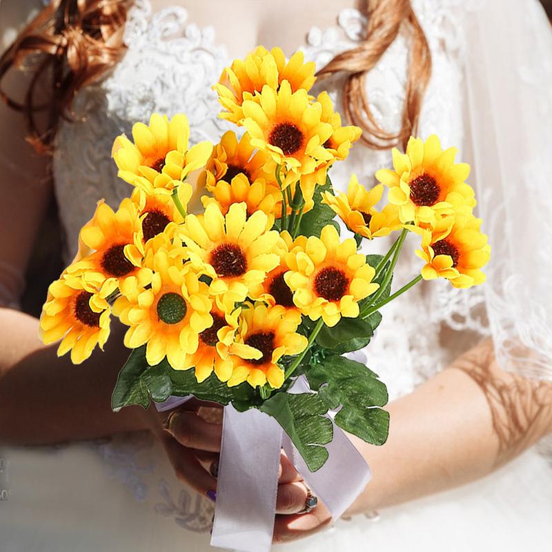 Artificial Sunflowers Sunflower Fakeflowers Set Of 24 Pieces Kitchen Bouquet Sunflower Centerpieces For Wedding Fall Autumn