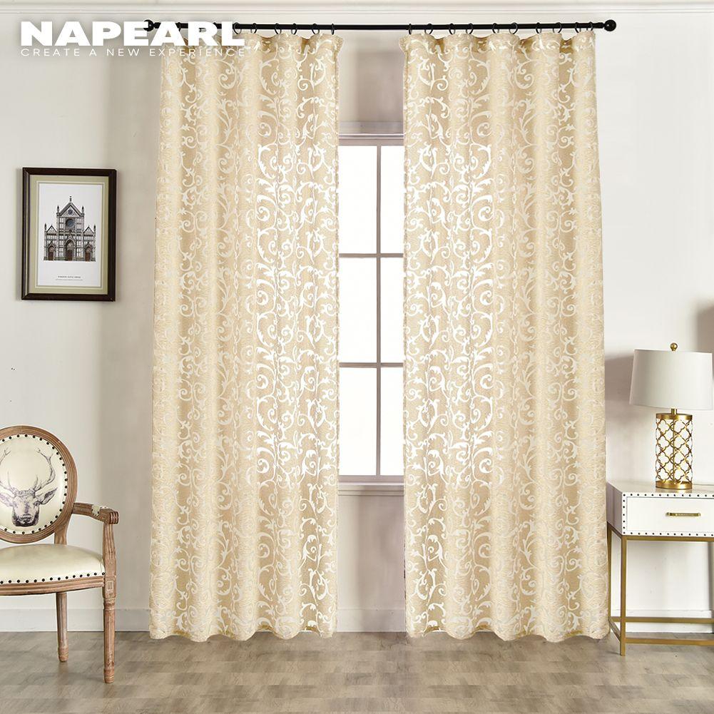 

1 шт. NAPEARL 100x130 Європейський Стиль Жаккардовий Короткий Прозорий Тюлевий Штора для Вітальні Спальні Домашній Декор W150cm x L200cm вершковий