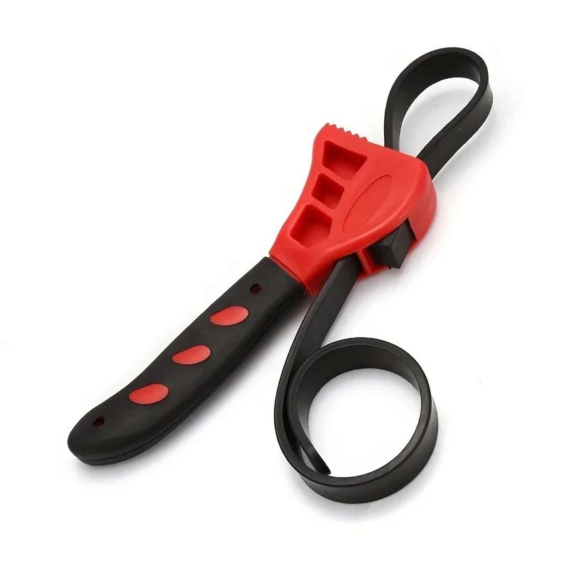 6inch Belt Wrench Oil Filter Puller Strap Spanner Chain Wrench Strap Opener, Adjustable  Disassembly Tool