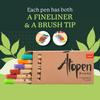 Dingbats Dual Tip Color Pens Drawing Marker Pen Set with Fineliner and Brush Pens Calligraphy - Ātopen - Water-Based - Smudge-Proof - Journaling,
