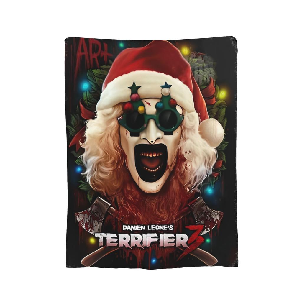 Terrifier 3 Christmas Santa Blanket The Clown Plush Vintage Warm Throw Blankets for Coverlet Spring/Autumn