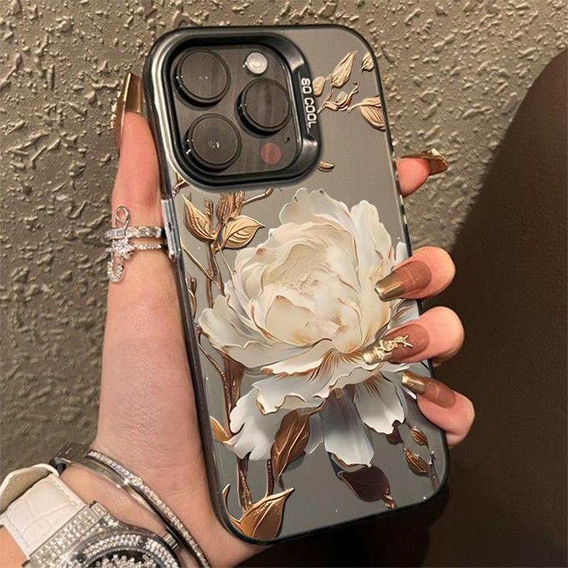 Gold Lotus Flower Electroplate Silver IMD Phone Case For  Mi 14 13 12 13T 14T Pro 11 Lite NE Poco F6 X5 X6 M6 Pro 4G Cover