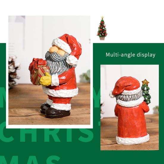 Santa Claus Snowman Resin Figurine Christmas Tabletop Decoration for Home Office Desk Festive Holiday Gift