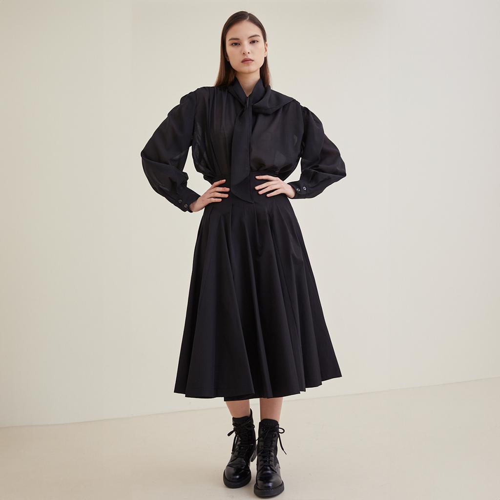 Hagahi Flori Panel Skirt - Black