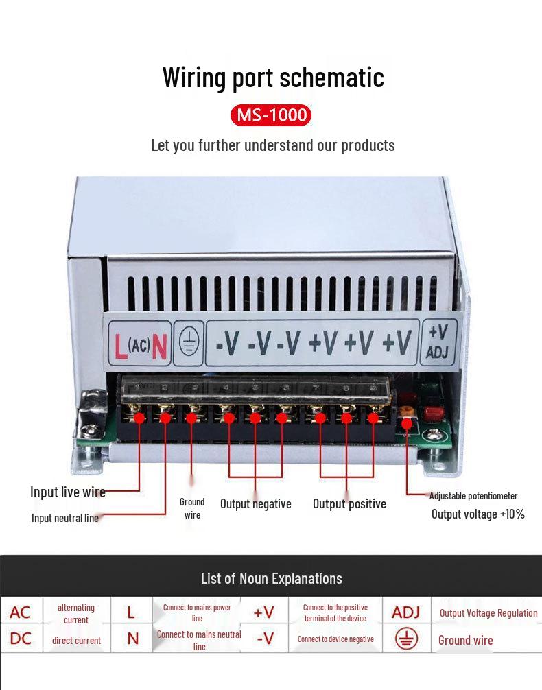 High Power Switching Power Supply 220V To 24V/36V/48V for Industrial Motors and Controls