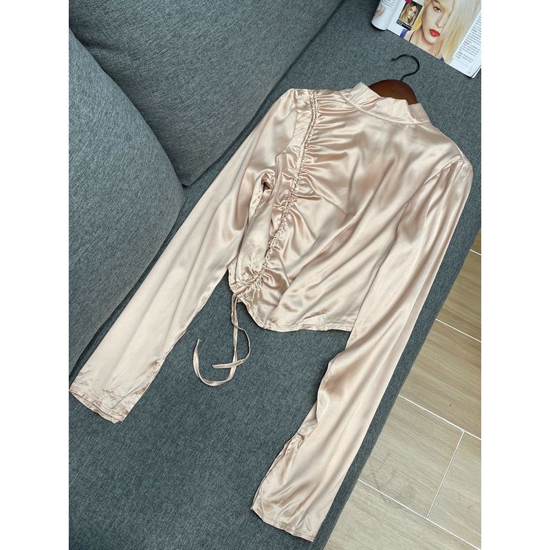 

Missguided Шампань Доступная Роскошь Дизайн Оригинальный Однорукавный С Высокой Талией Ремешок Плиссировка Элегантный Маленький Круглый Полуворотник Champagne 10