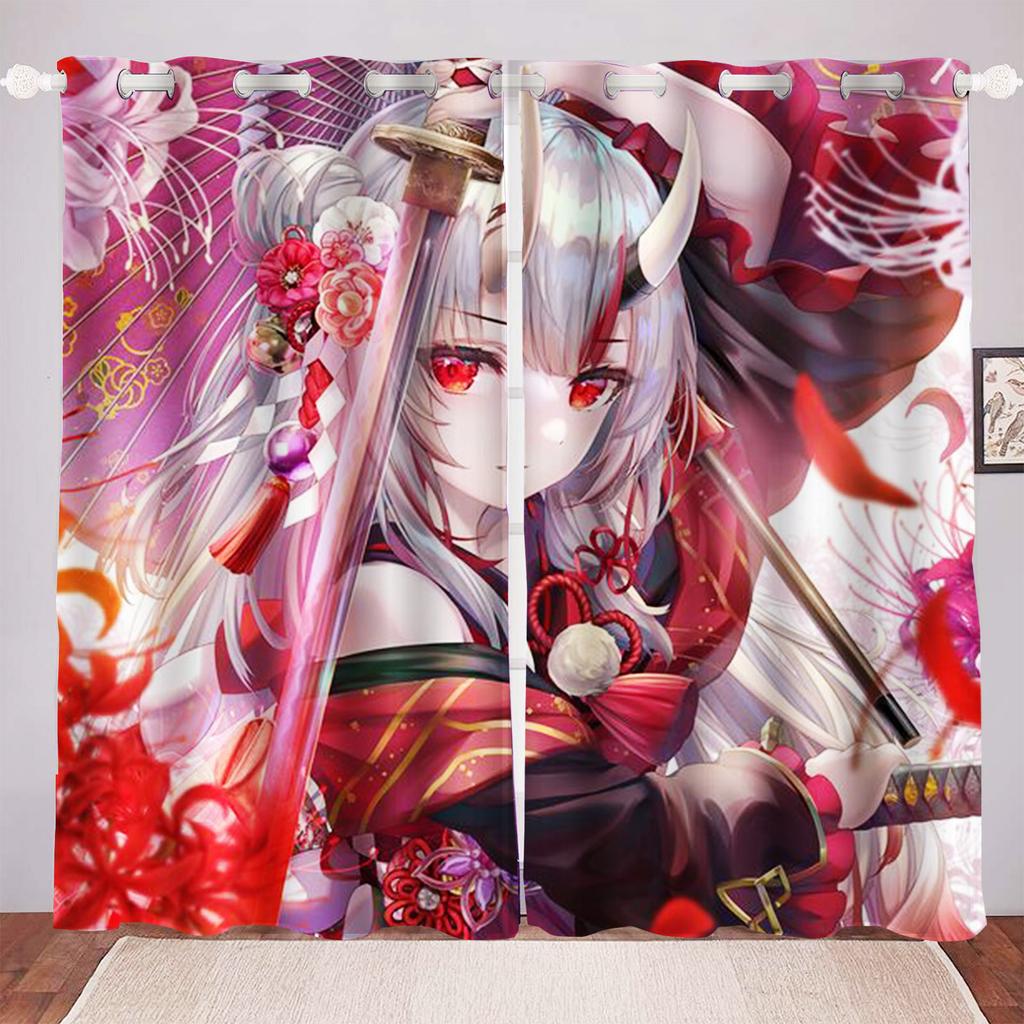 Anime Girl Digital Print Curtain Cartoon Window Animation Bedroom Fashion Style Cute Home Decoration Polyester Curtains Light Blocking Made Of Decor