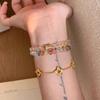 [Duobao Rainbow] Dopamine Color Crystal Two-Circle Bracelet for Women's Niche Light Luxury Sweet Versatile White Bracelet