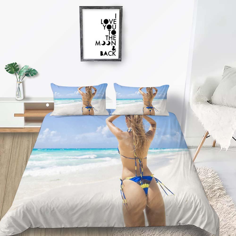 2023 New style Duvet Cover Set Queen King Size Bikini Printed Highend Bedding Cover Suit with Pillowcase Sexy Home Textiles