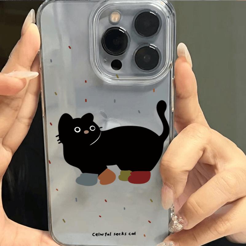 

Мягкий прозрачный чехол для телефона Huitou Black Cat для Apple iPhone 11 - 15 Pro Max iPhone 11 Pro