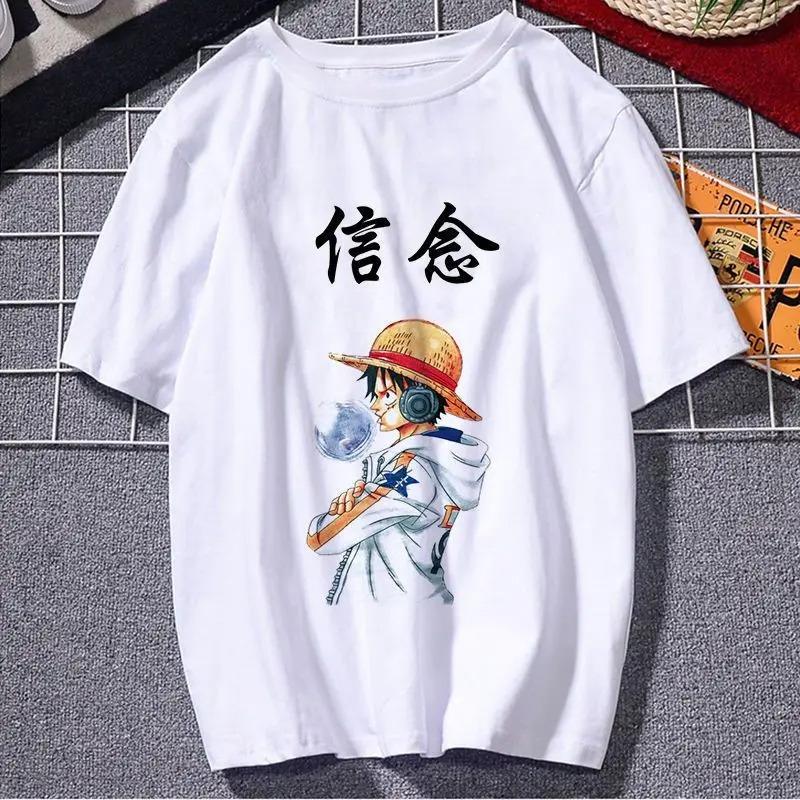 2026 One Piece Luffy Printed Tshirt Clothes Unisexs and Womens Summer Y2k Cotton Loose Shortsleeved Sports and Leisure Top Tee