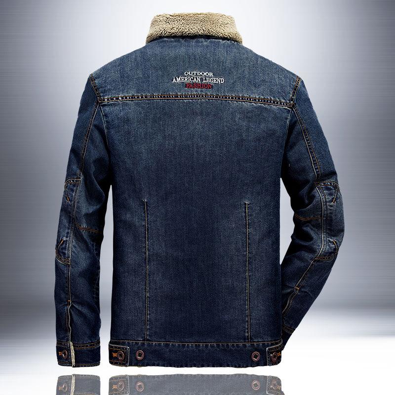 Winter Men's Denim Jacket Thickened Loose Plus Size Windproof and Warm Coat