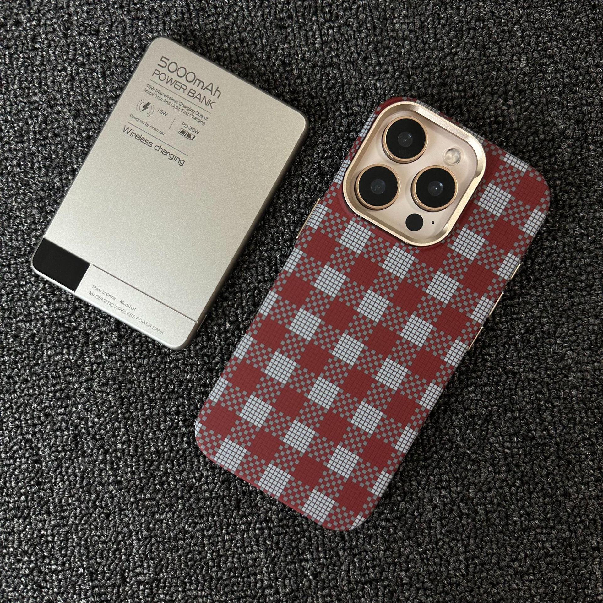 

iPhone 17 Pro Max British Vichy Plaid Kevlar Magnetic Case for Apple 16, Skin-like Finish 14 PROMAX
