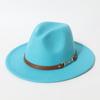 Fashionable spring and summer new wool felt hat with flat brim and wide brim, British retro jazz hat, black wool western cowboy hat