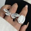 Xiaomi 925 Sterling Silver Rings For Women Geometric Fine Jewelry Finger Adjustable Simple Wide Diamond Ring For Party Birthday Gift