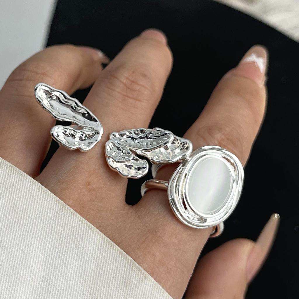 Xiaomi 925 Sterling Silver Rings For Women Geometric Fine Jewelry Finger Adjustable Simple Wide Diamond Ring For Party Birthday Gift