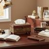 Vintage Royal Style Wooden Tissue Box Treasure Chest Design Floral Embossed Desktop Napkin Paper Organizer Raised Feet
