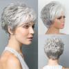 Synthetic Ombre Gray Curly Wig for Women Short Mommy Wigs Old Lady Wig Girls Wig Costume Grandmother