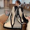 Womens Black White Striped Shawl Scarf Korean Style Wrap Warm Winter Accessory Lightweight Fashionable Outerwear